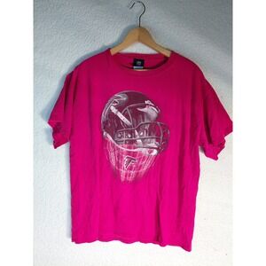 Vintage NFL Atlanta Falcons Pink Helmet Graphic T-Shirt Mens XL Distressed Tee
